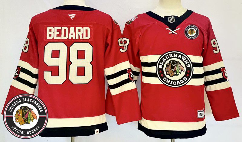 Men Chicago Blackhawks #98 Bedard Red Fanatics 2025 NHL Jersey style 7->chicago blackhawks->NHL Jersey